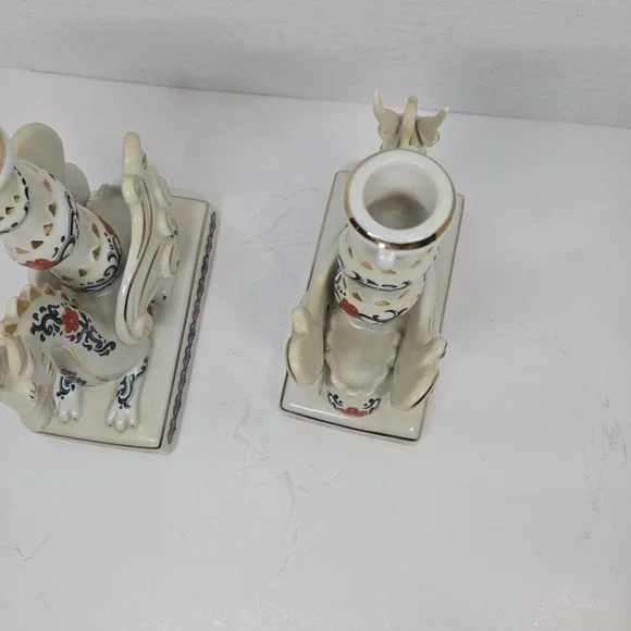 Vtg Franklin Mint The Imperial Dragons‎ of Heaven & Earth Dragon Candle Holders